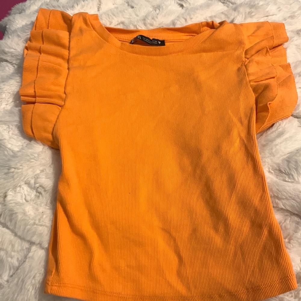 zara ruffle sleeve tank